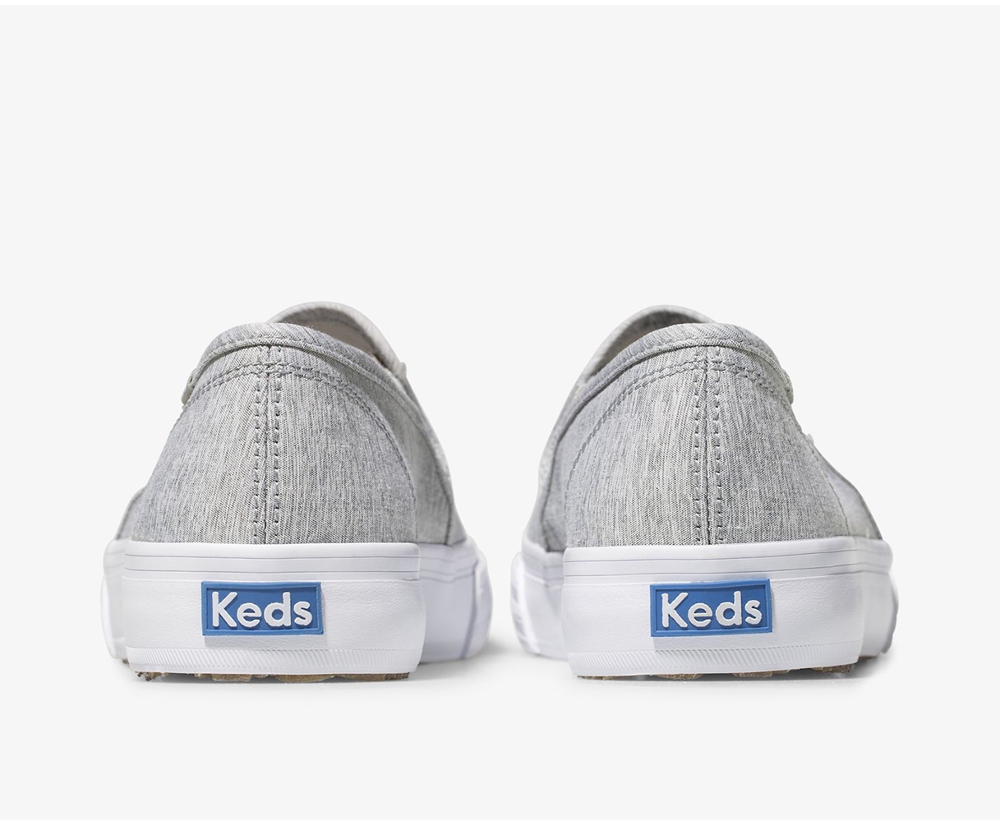 Slip Ons Keds Mujer Grises - Double Decker Heathered Woven - 7806-QVAKD